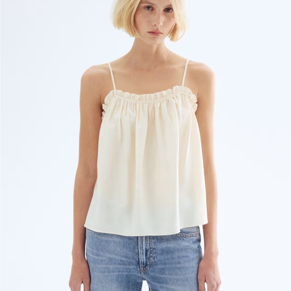 Cream Ruffle Top